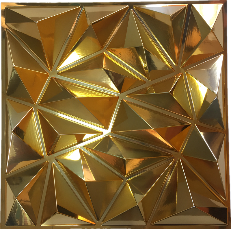 Waterproof Electroplated Gold Wall Panels PVC Ceiling 3D Wall Panels Price