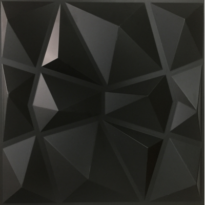 Matt Black 3D Paneling Textured 3D Wall Design, Black Diamond, 19.7''*19.7