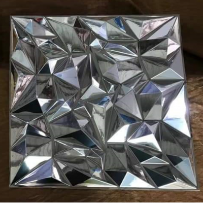 Silver 3D Wall Panel Shiny Mirror Commercial Decor 